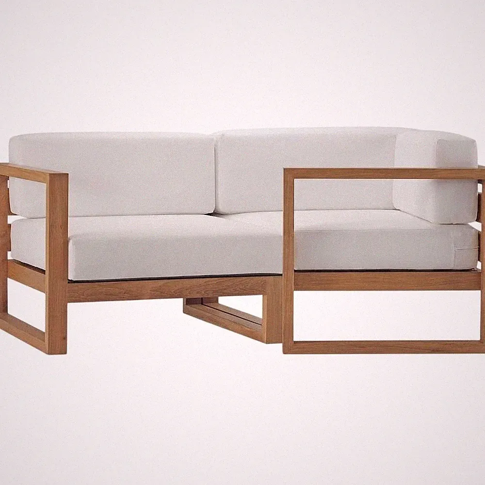 Outdoor Patio Teak Wood Sectional Sofa Loveseat with Armrests