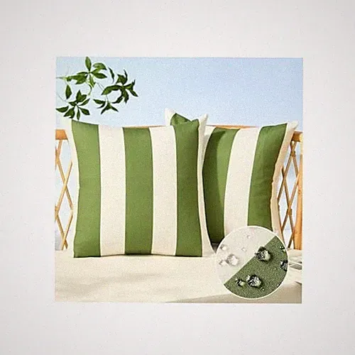 Outdoor Pillow Covers 18x18 Set of 2 Striped 18" x 18" (Pack of 2) Olive Green
