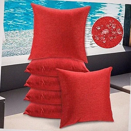 Outdoor Pillow Covers 6 Pack Red Waterproof Throw Pillow Covers Linen Patio
