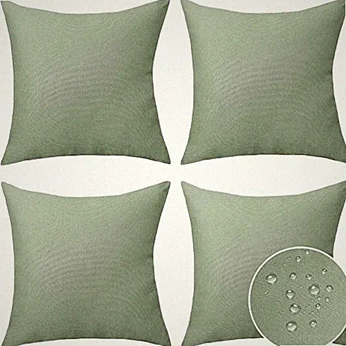 Outdoor Pillows Covers Waterproof Sage Pillow 18" x 18" (Pack of 4) Sage Green