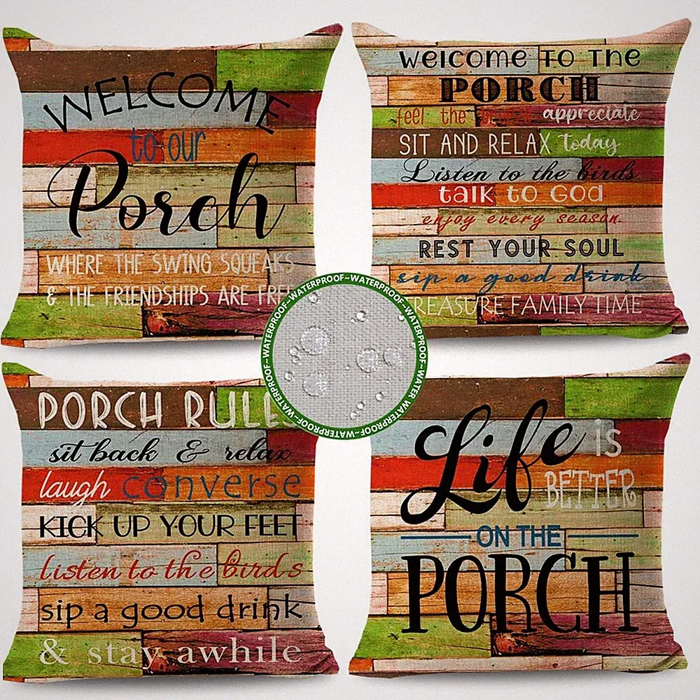 Outdoor Porch Pillow Covers 18x18 Waterproof Set Of 4 Outdoor Patio Throw Pillow