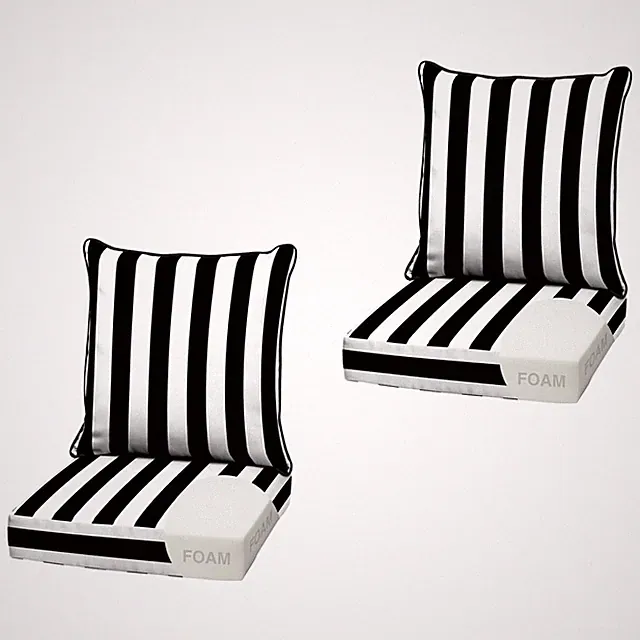 Outdoor Seat Cushion Foam Deep 22x24 2 Pack Black Cabana Stripe Arden