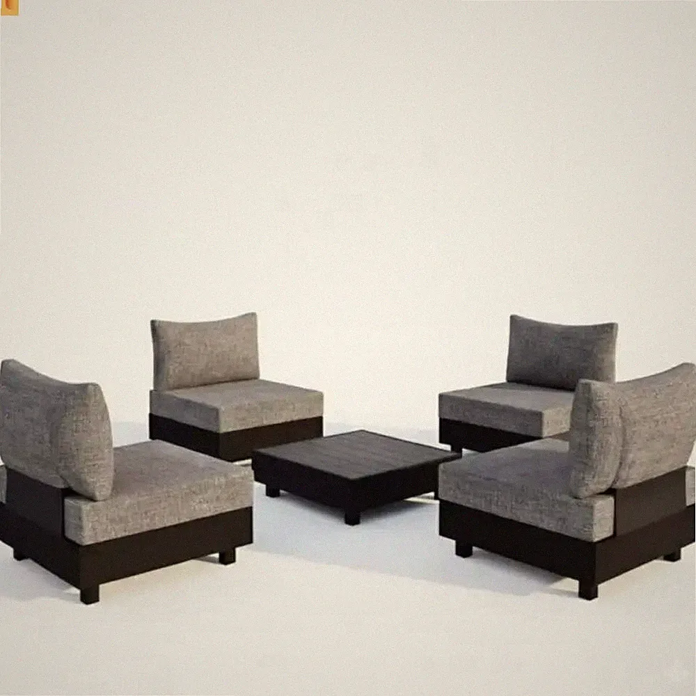 Outdoor Sectional Set Aluminum Gray 5 Piece Modular Olefin Cushions