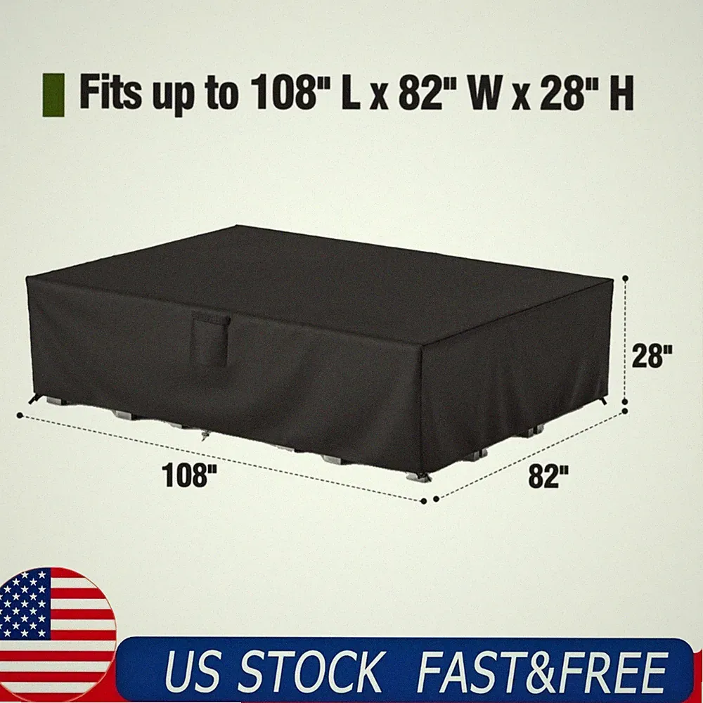 Outdoor Sectional Sofa Cover 108"x82"x28" Heavy Duty Patio Furniture US