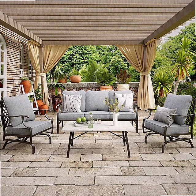 Outdoor Sectional Sofa Patio Conversation Set with Coffee Table Rocking Chairs