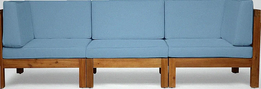 Outdoor Sectional Sofa Set - 3-Seater - Acacia Wood - Outdoor Cushions - Teak an