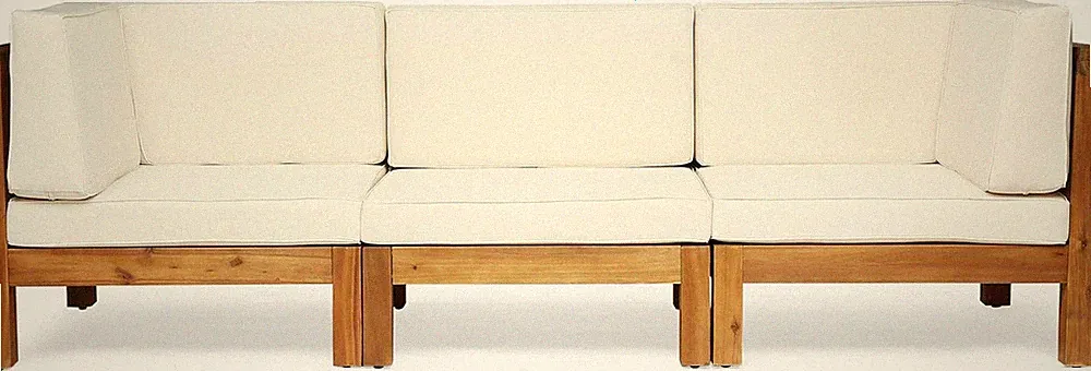 Outdoor Sectional Sofa Set | 3-Seater | Acacia Wood | Water-Resistant Cushions