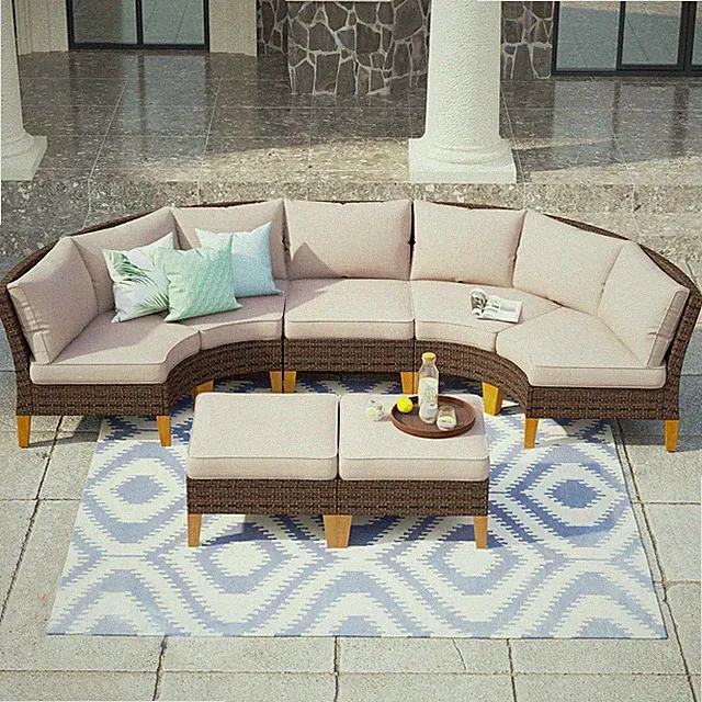 Outdoor Sectional Sofa Set Patio Coversation Sofa Set Rattan Furniture