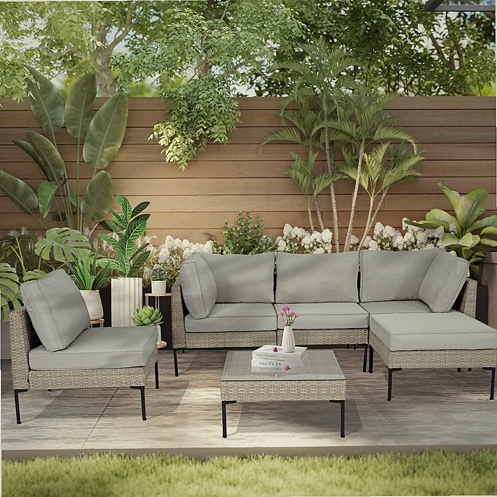 Outdoor Sectional Sofa Wicker Patio Furniture Sets PE Rattan Conversation Couch