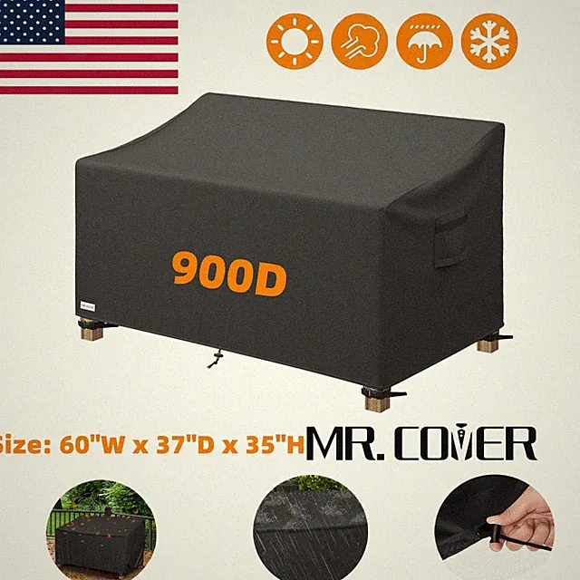 Outdoor Sofa Cover Up to 60"W x 37"D x 35"H Waterproof UV Resistant 900D Black
