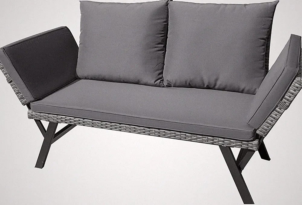 Outdoor Sofa, Woven Rattan Patio Furniture, Convertible Daybed or Double Chair w