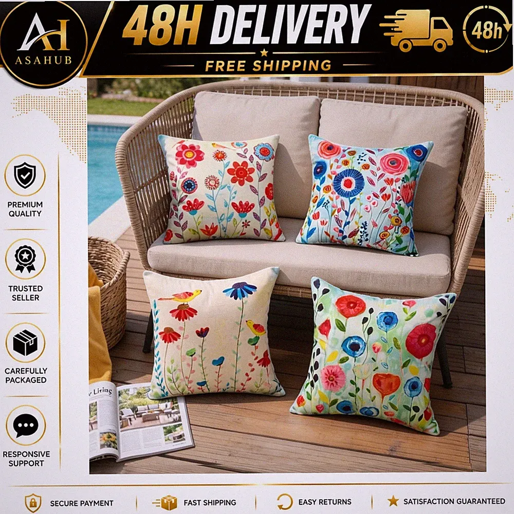 Outdoor Throw Pillow Covers 18x18 Floral Waterproof Set of 4