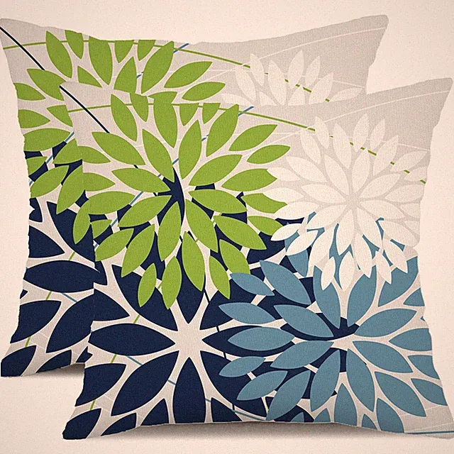 Outdoor Throw Pillow Covers 18x18 Inch Set of 2 Waterproof Spring Summer Geom...