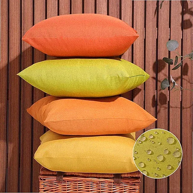 Outdoor Waterproof Pillow Covers18x18in Set of 4, Solid Color Pillows