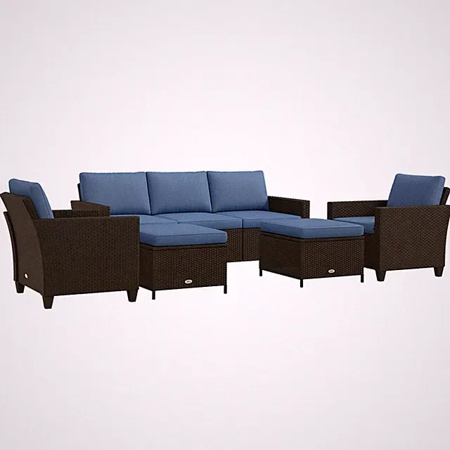 Outsunny 5 PC Patio Furniture Set with Three-seater Sofa, Armchair, Coffee