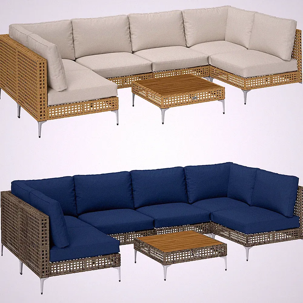 Outsunny 7 Piece Wicker Patio Furniture Set Outdoor Sectional
