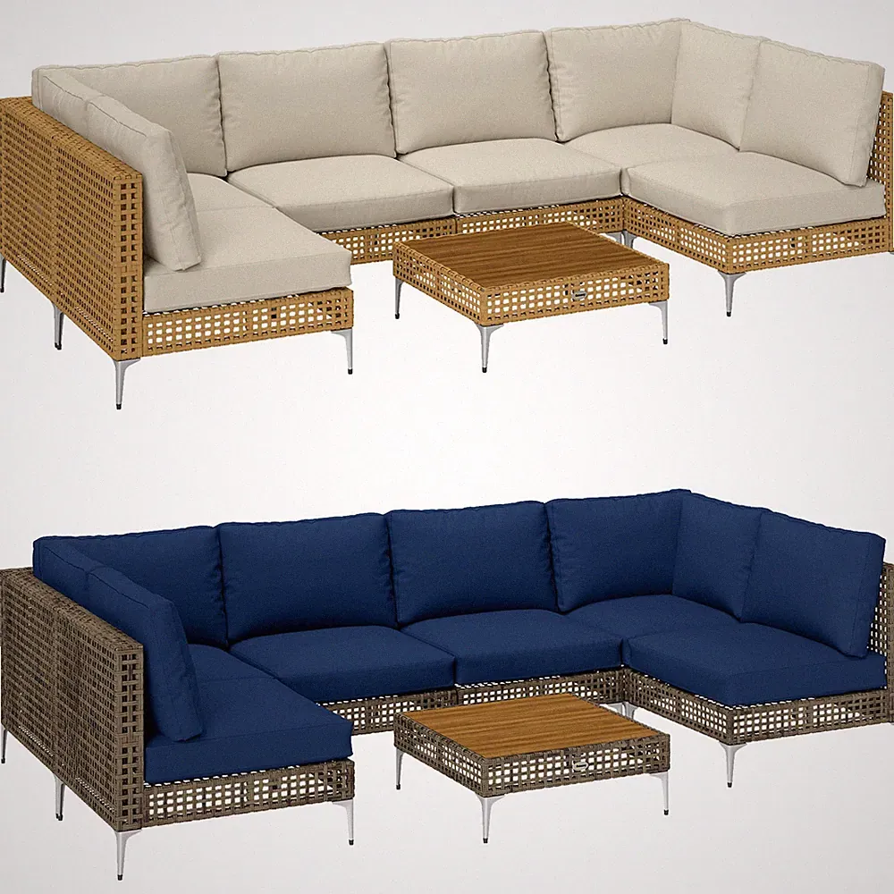 Outsunny 7 Piece Wicker Patio Furniture Set Outdoor Sectional