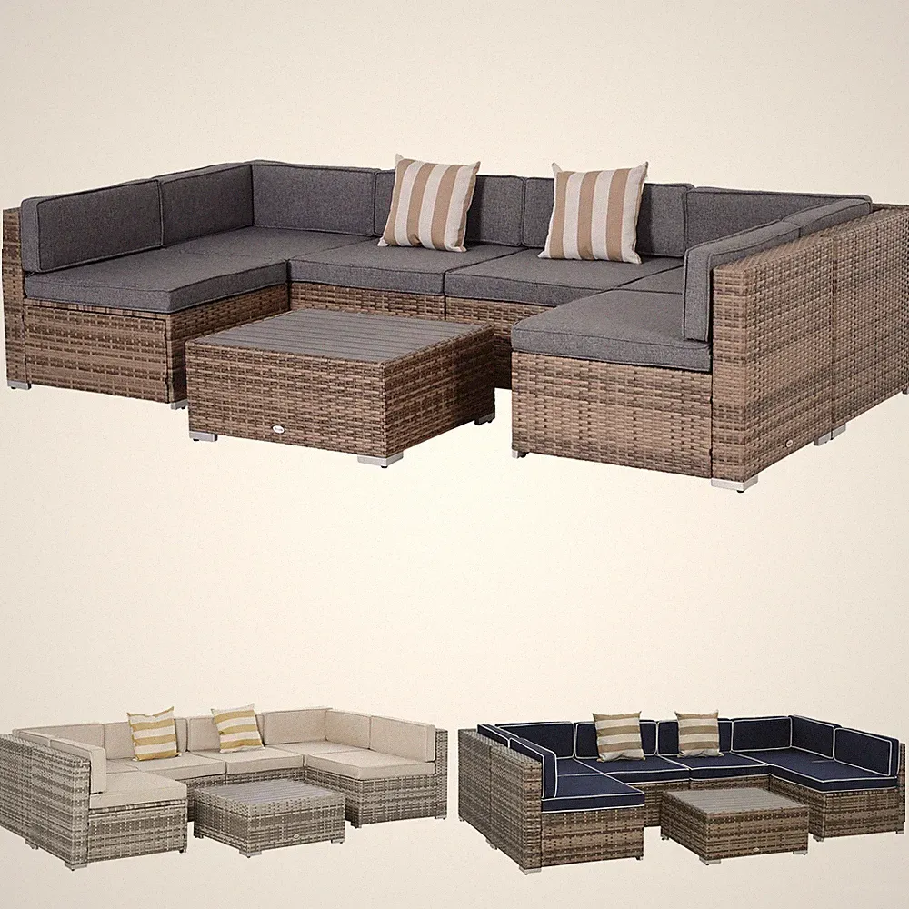 Outsunny Modern Rattan Chair Sofa Outdoor Sectional Patio Furniture 7