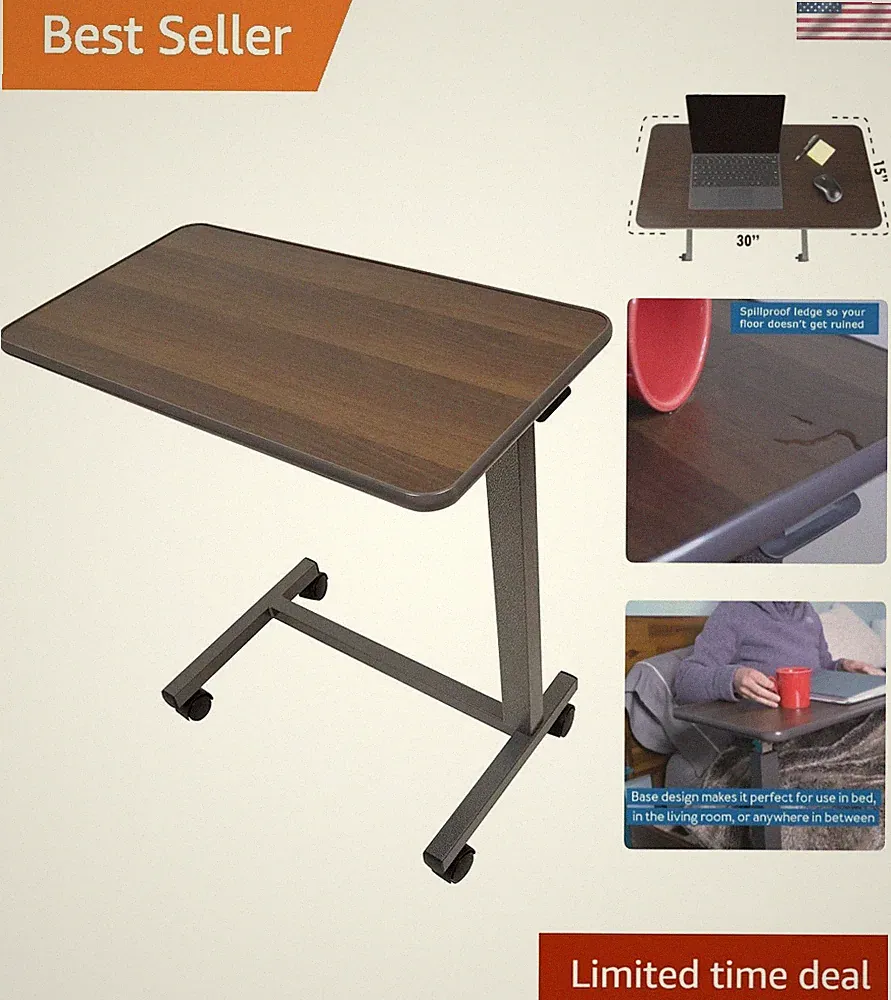Overbed Table, Adjustable Overbed Bedside Table with Wheels, Bed Desk & Couch...