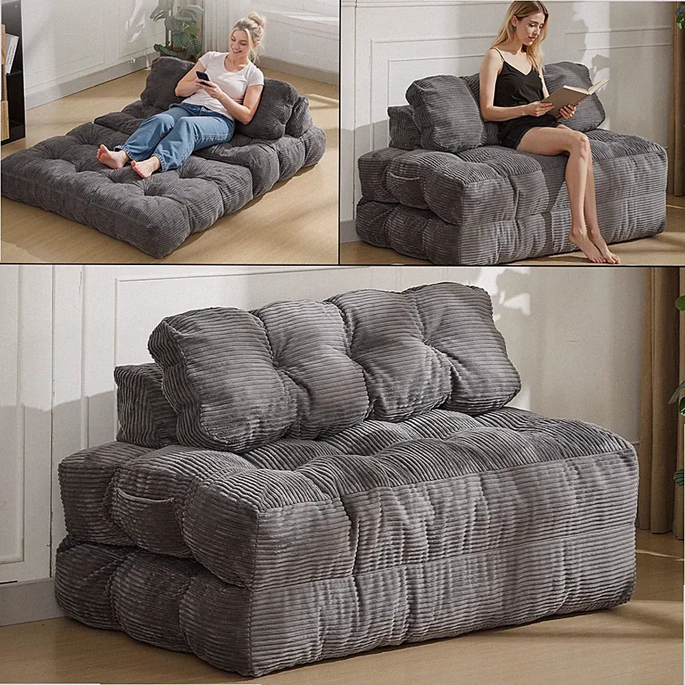 Oversize 2-in-1 Folding Sofa Bed Sleeper Mattress Chair with Pillow 72x52x8"