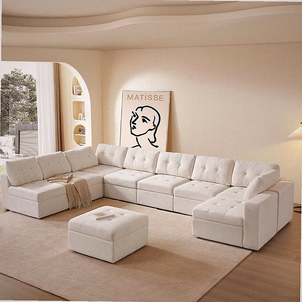 Oversize Modular Sectional Couch, Convertible U Shaped Sofa with Storage, 9 Seat