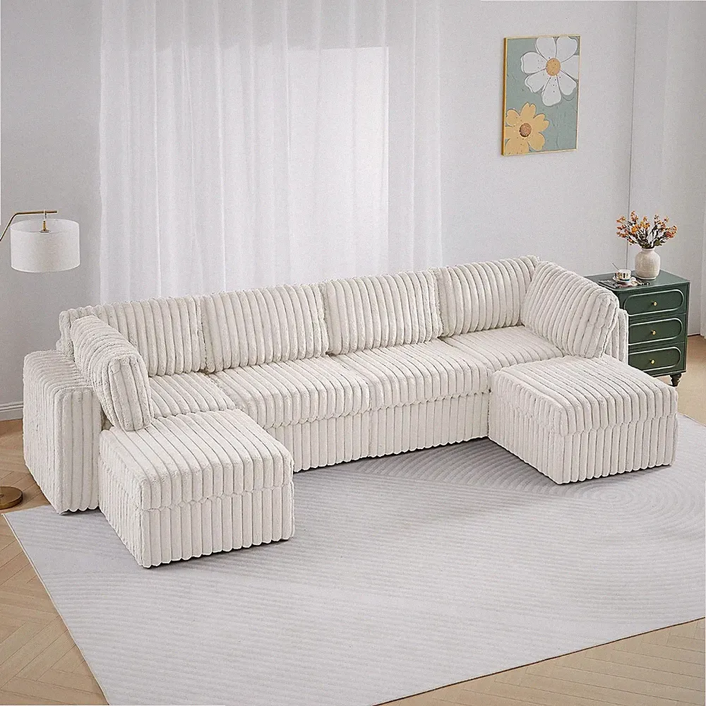 faux fur sectional u shaped