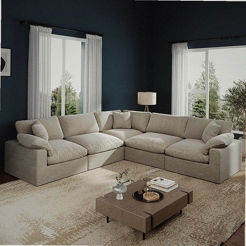 Oversize V Shape Cloud Modular Couches,Modern Convertible Sectional down Filled