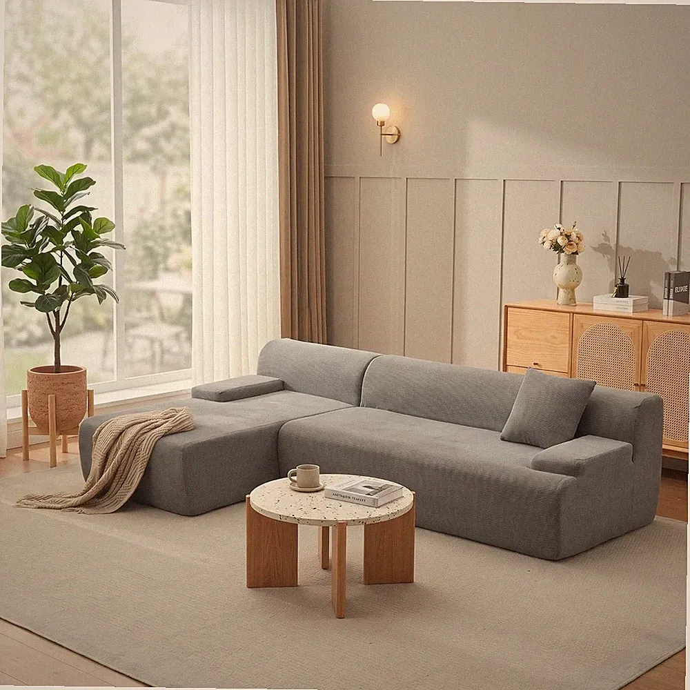 Oversized 108" Corduroy Cloud Sectional, Left-Facing Chaise Boneless Modular Sof