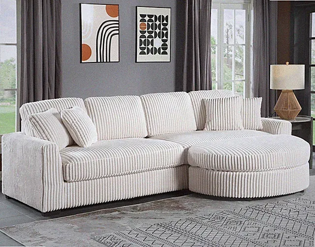 Oversized 111 Inch Wide Corduroy 3pc Sectional