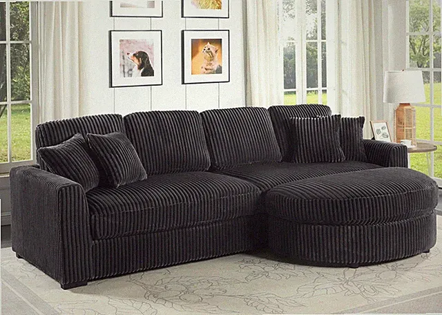 Oversized 111 Inch Wide Corduroy 3pc Sectional