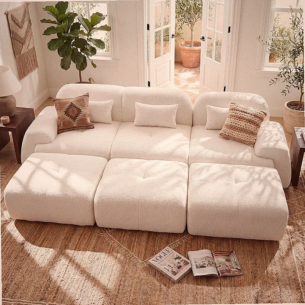 Oversized 118'' Modular Cloud Couch with Ottoman & Pillows, No Assembly Needed
