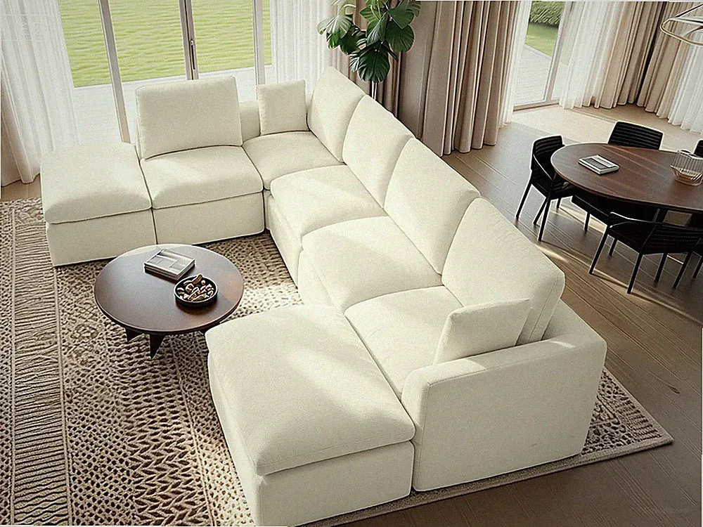 Oversized 175" Double-Layered and Soft Cloud Couch Modular Sectional Sofa Bonele