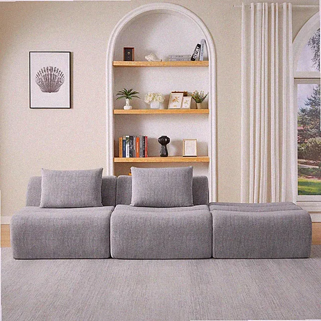 Oversized 3 Seater Compressed Sofa Comfort Chenille Fabric Couch for Living Room