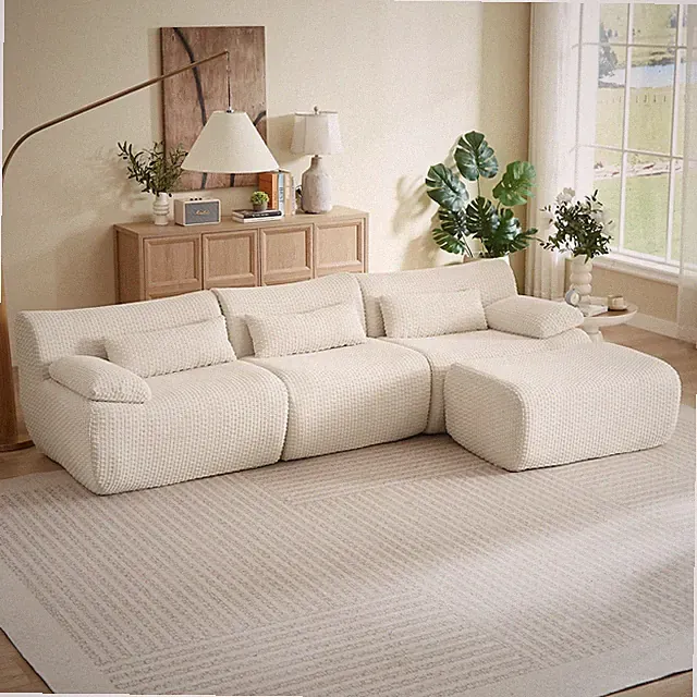 Oversized 4-Seat Modular Sectional Sofa L-Shape Couch with Removable Ottoman