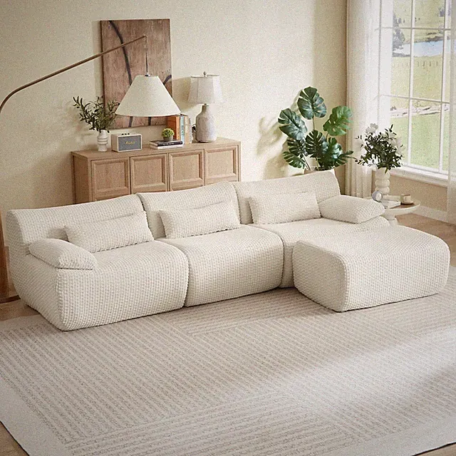 Oversized 4-Seat Modular Sectional Sofa L-Shape Couch with Removable Ottoman US