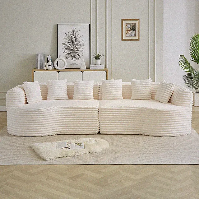 Oversized 4-Seater Sectional Cloud Sofa, Cord & Memory Foam, 6 Pillows, 111.5"