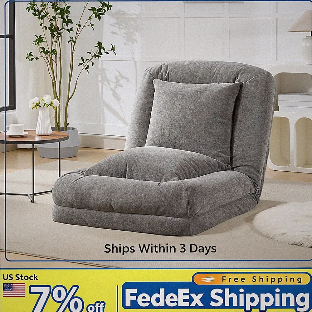 Oversized 5 Position Human Dog Bed, Chenille Lazy Sofa Lounge w/ 2 Pillows