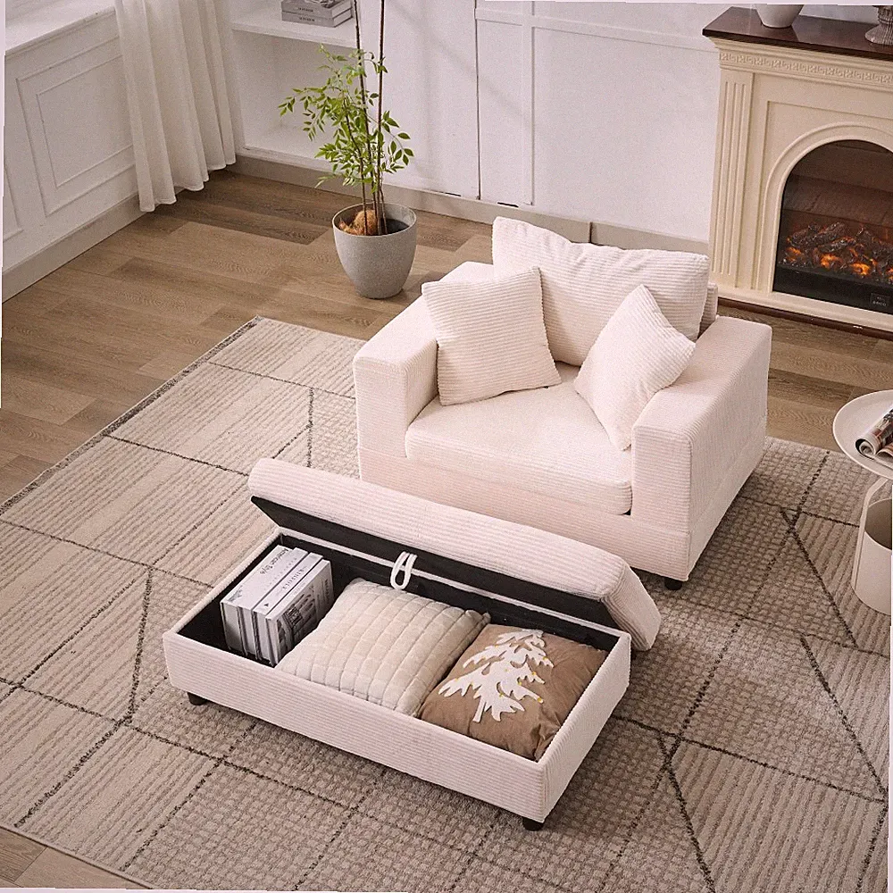 Oversized Accent Chair Chaise Lounge w/Storage Ottoman Sofa Bed Sleeper Couch