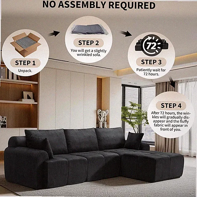 Oversized Armrests Modular Sofa 4 Seat Sectional for Living Room Sleeping Set