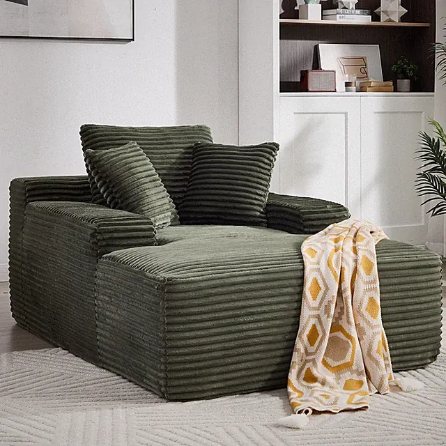 Oversized Boneless Chaise Lounge Sofa Bed Reading Chair Corduroy Cloud Couch