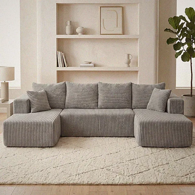 Oversized Boneless Couch Sectional Cloud Sofa Bed Corduroy U Shaped Sofa Chaise