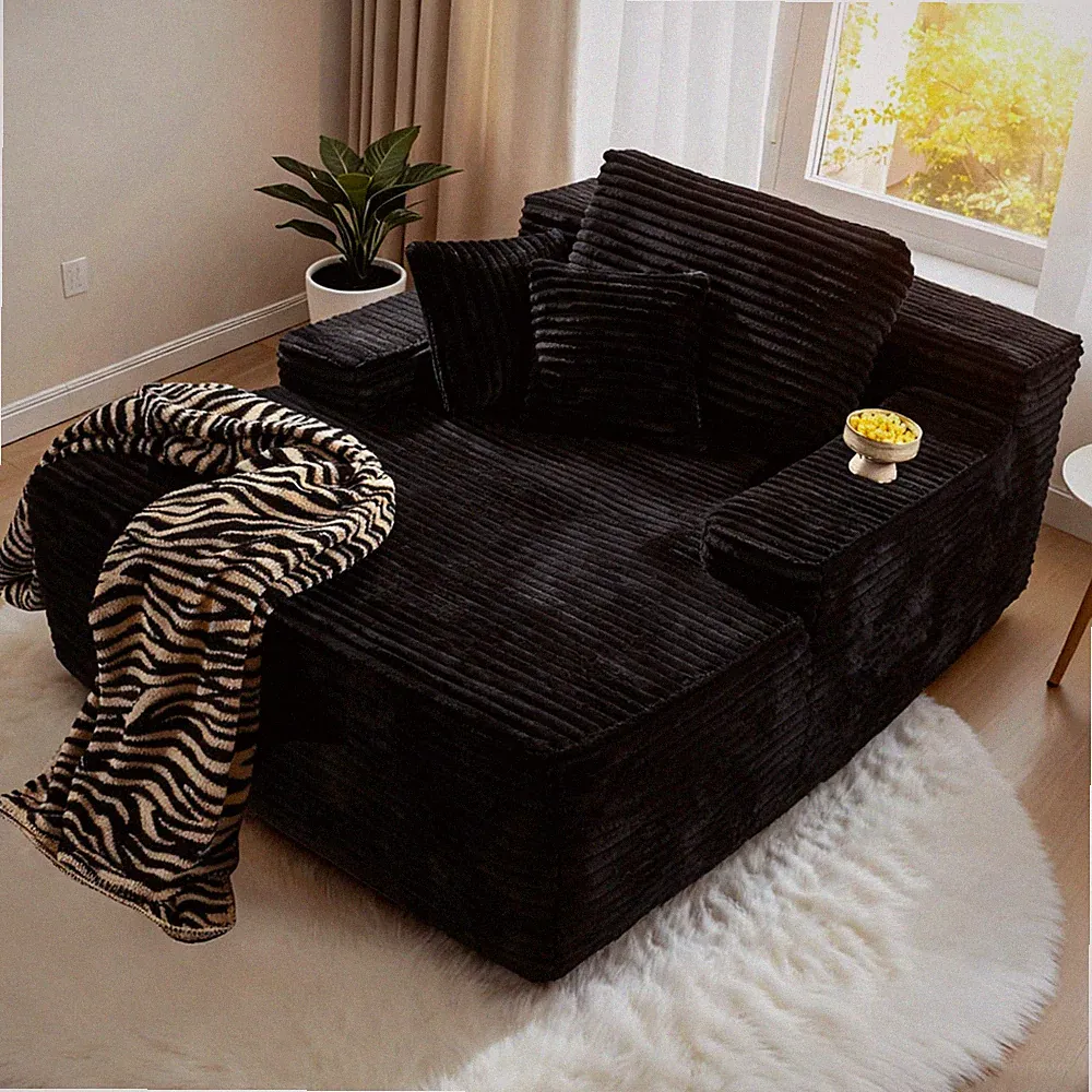 Oversized Chaise Lounge Chair 67'' Cloud Plush Guest Bed Compressed Sofa USA
