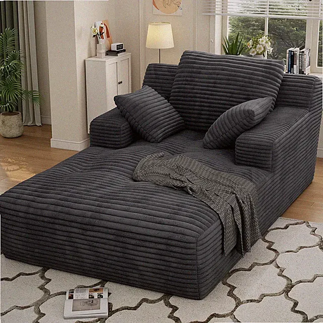Oversized Chaise Lounge Chair Indoor Cloud Plush Corduroy Upholstered Sofa Bed