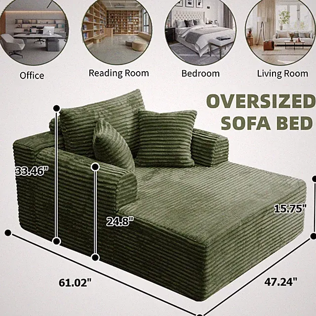 Oversized Chaise Lounge Chair Section Boneless Couch Compressed Sleeper Sofa Bed