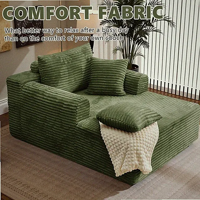 Oversized Chaise Lounge Chair Section Boneless Couch Compressed Sleeper Sofa Bed