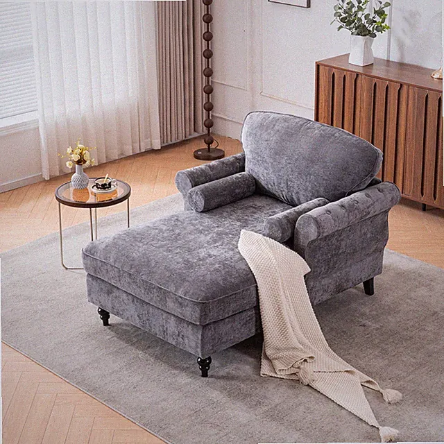 Oversized Chaise Lounge Indoor,Chenille Single Sofa Bed with Wide Seat,Upholster