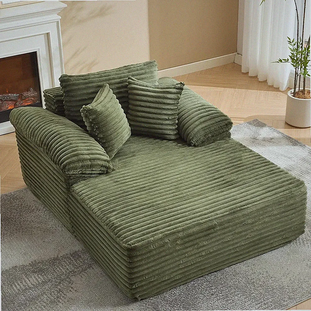 Oversized Chaise Lounge Sofa Bed with Pillows - No Assembly Required, 300Lb Max