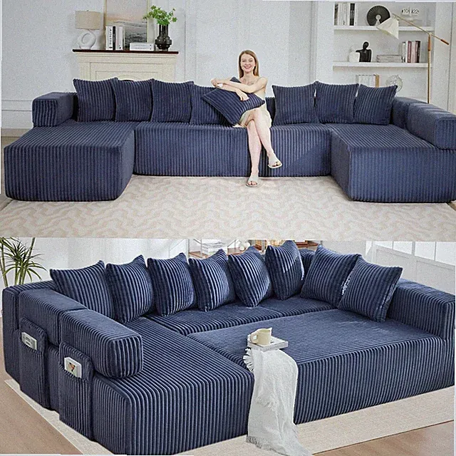 Oversized Cloud Boneless Couch, 146" Modular Sectional Sofa with Deep Seat Chais