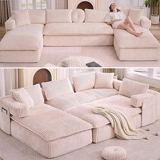 Oversized Cloud Boneless Couch, 149" Modular Sectional Sofa with Deep Seat Chais