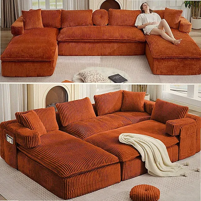 Oversized Cloud Boneless Couch, 149" Modular Sectional Sofa with Deep Seat Chais
